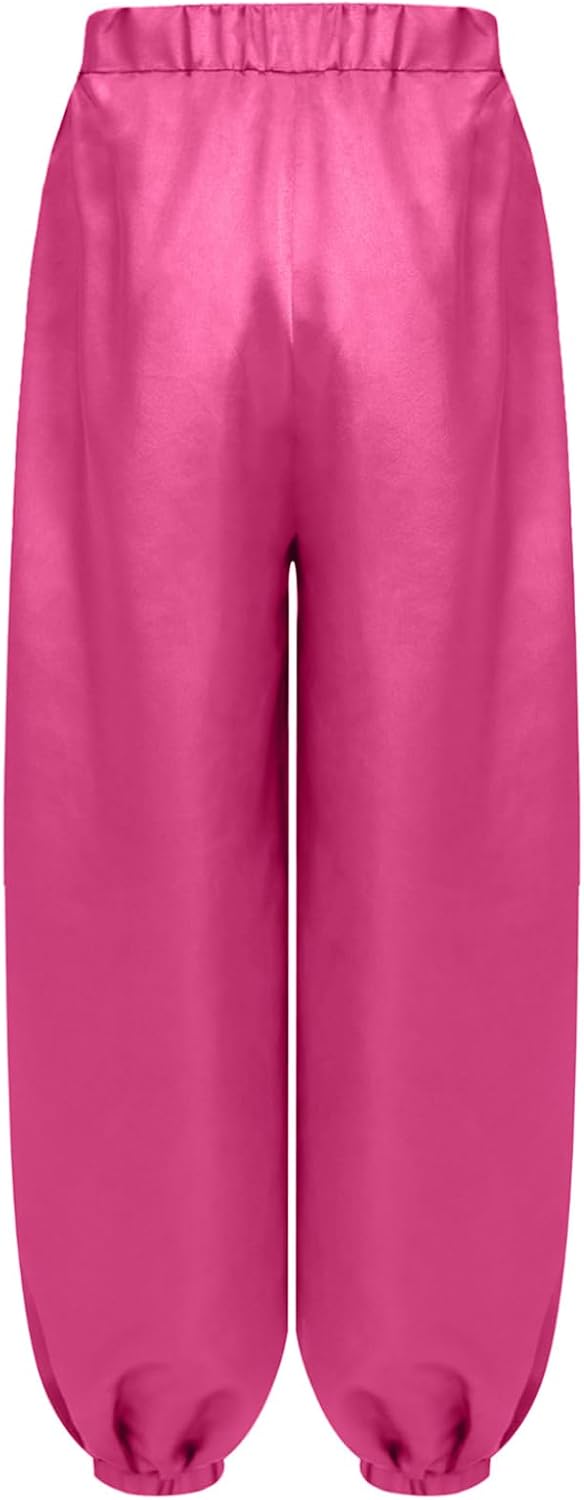 Belly Dance Bloomers for Girls Satin Harem Pants Halloween Party Trousers Arabic Princess Costume