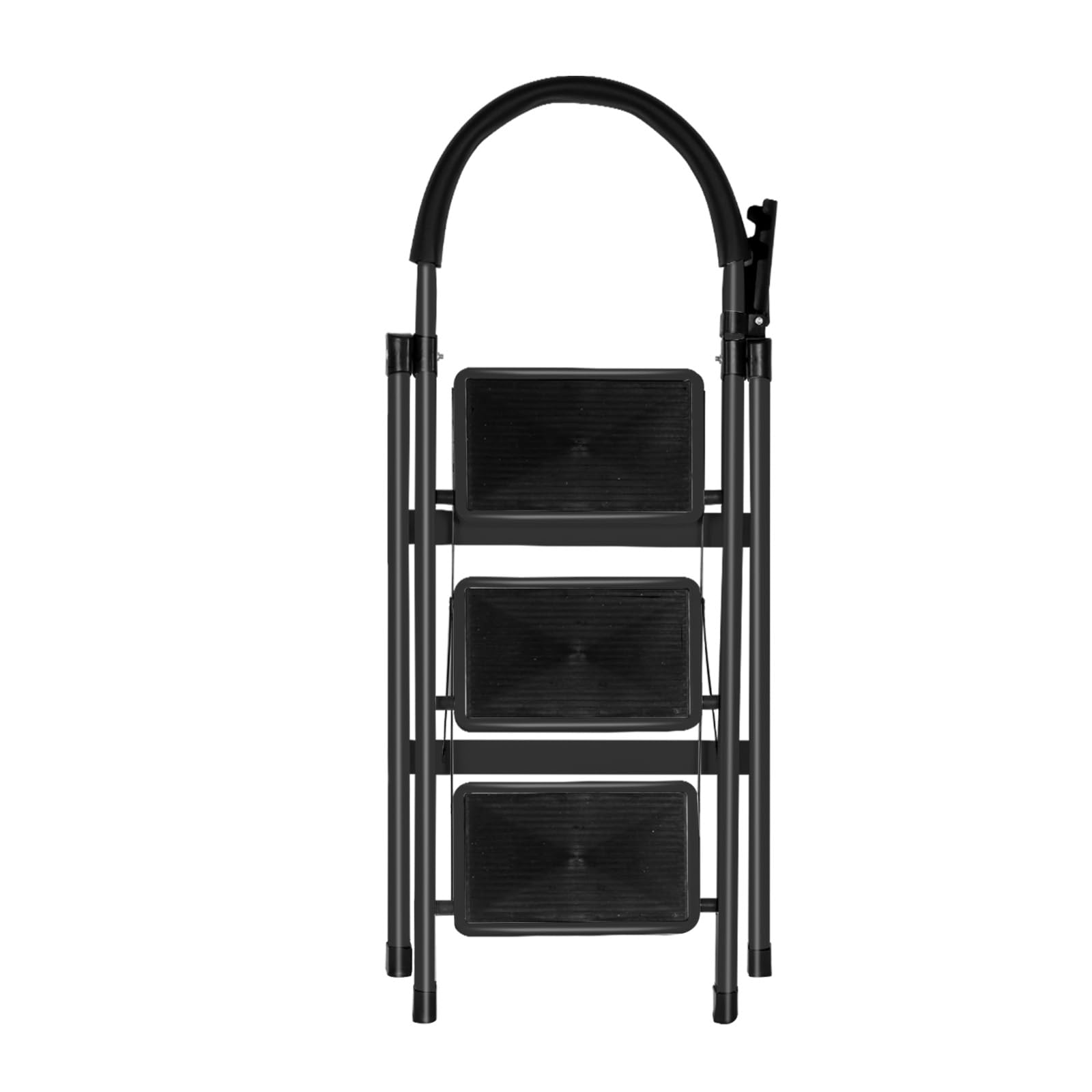 Scaletta multifunzione a 4 gradini, scaletta per uso domestico fino a 200 kg, scala per casa, ufficio, (C) 104 x 57 x 41,5 cm – 3 gradini (nero)