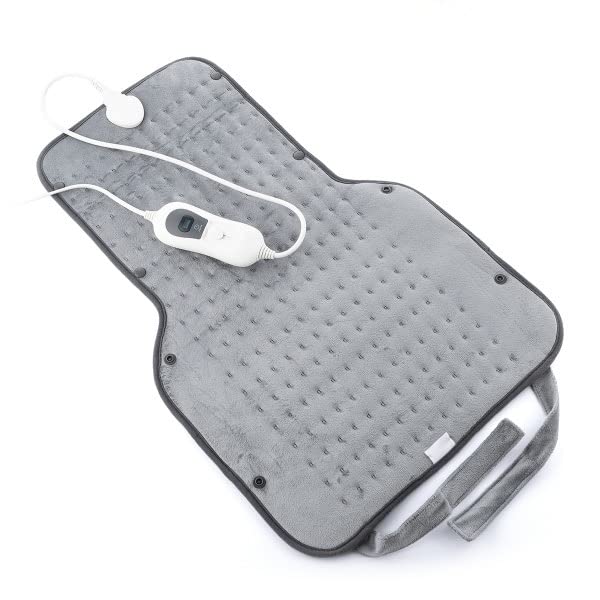 Cuscino riscaldante elettrico per fisioterapia, coperta elettrica, allevia il dolore alla schiena muscolare, spalla e nuca, 3 livelli di temperatura, 100 W, grigio