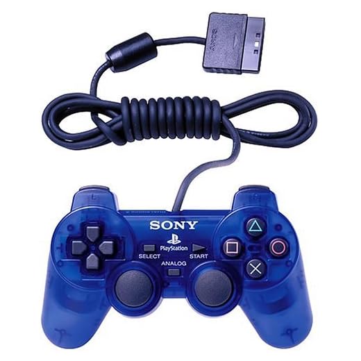 Sony Playstation 2 Dualshock 2 Analog Wired Controller SCPH-10010 - Ocean Blue (Renewed)