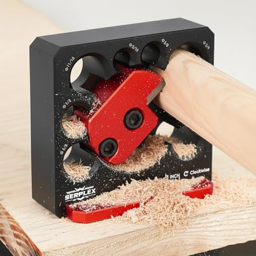 Image of Serplex 8-Hole Dowel Maker Jig, 5 /16 3 /8 7 /16 1 /2 9 /16 5 /8 11 /16 3 /4in djustable Metric Dowel Maker Tool with Carbide Blade, Electric Drill Milling Dowel Round Rod Auxiliary Tool for Woodworking