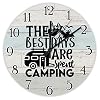 The Best Days are Spent Camping Wooden Round Clocks Happy Camping Adventure Clocks Travel Hiking Wall Decor Silent Clock Farmhouse Decor Round Wall Clocks for Living Room Bedroom 12Inch