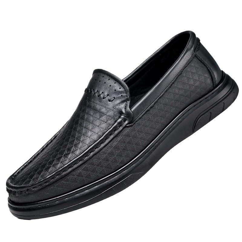 Mens Moccasins Commuter Slip-Resistant Lightweight Breathable Easy to Walk Slip-On Shoes with Non-Slip Sole