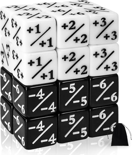 QUTHZZHY 24 Stück Würfel Zähler, Magic The Gathering Würfel, Würfel D6 Würfelzähler Token Magic Würfel Loyalität Zähler Würfel mit MTG, CCG, Kartenspiel Zubehör, mit Aufbewahrungsbeuteln