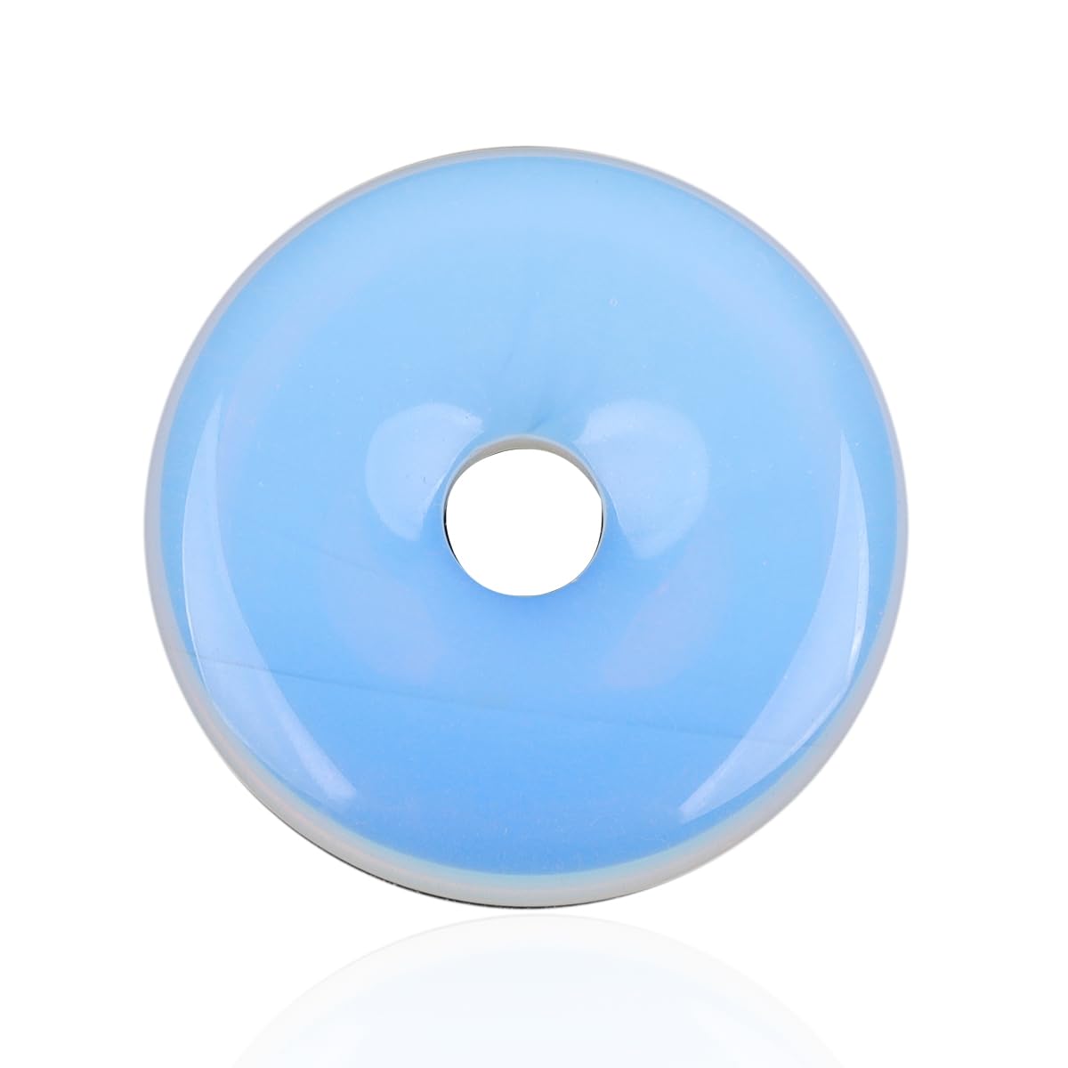 GEM-Inside 20mnm Cream White Opalite Stone Circle Donuts Beads for Pendant Jewelry Making Power Energy Chakra Massage GuaSha Scraping Tools