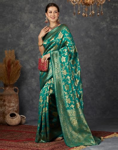 Image of Women's Banarasi Saree Pure Kanjivaram Silk Saree Soft Design Wear Pattu Sarees Cotton With Blouse Piece Kanchipuram for Wedding new ladies sadi