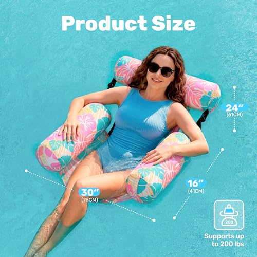 Image of SLOOSH Inflatable Pool Floats Adult,2 Packs Floating Lounge Chairs,Blow up Pool Noodles for Adult Heavy Duty,Floating Chair for Party Summer Water Beach Lake Fun