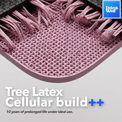 Image of Drinkwell Combat PU Natural Latex Yoga Mat Non-Slip with Alignment Lines - 6MM thick Eco-Friendly Rubber Grip Anti-Skid Exercise Mat for Balance, Stability & Joint Support | Stay locked in place during hot yoga, HIIT, or intense flows| Yoga Matt for Men & Women | Exercise Mat 61x181cm (Combat Lotus Pink)