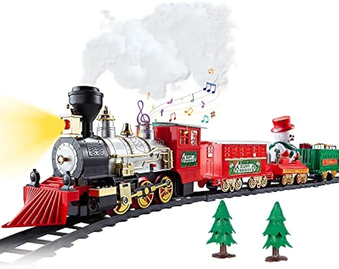 Christmas Train Set, Electric Train Around Tree w/ Smoke Light & Sound