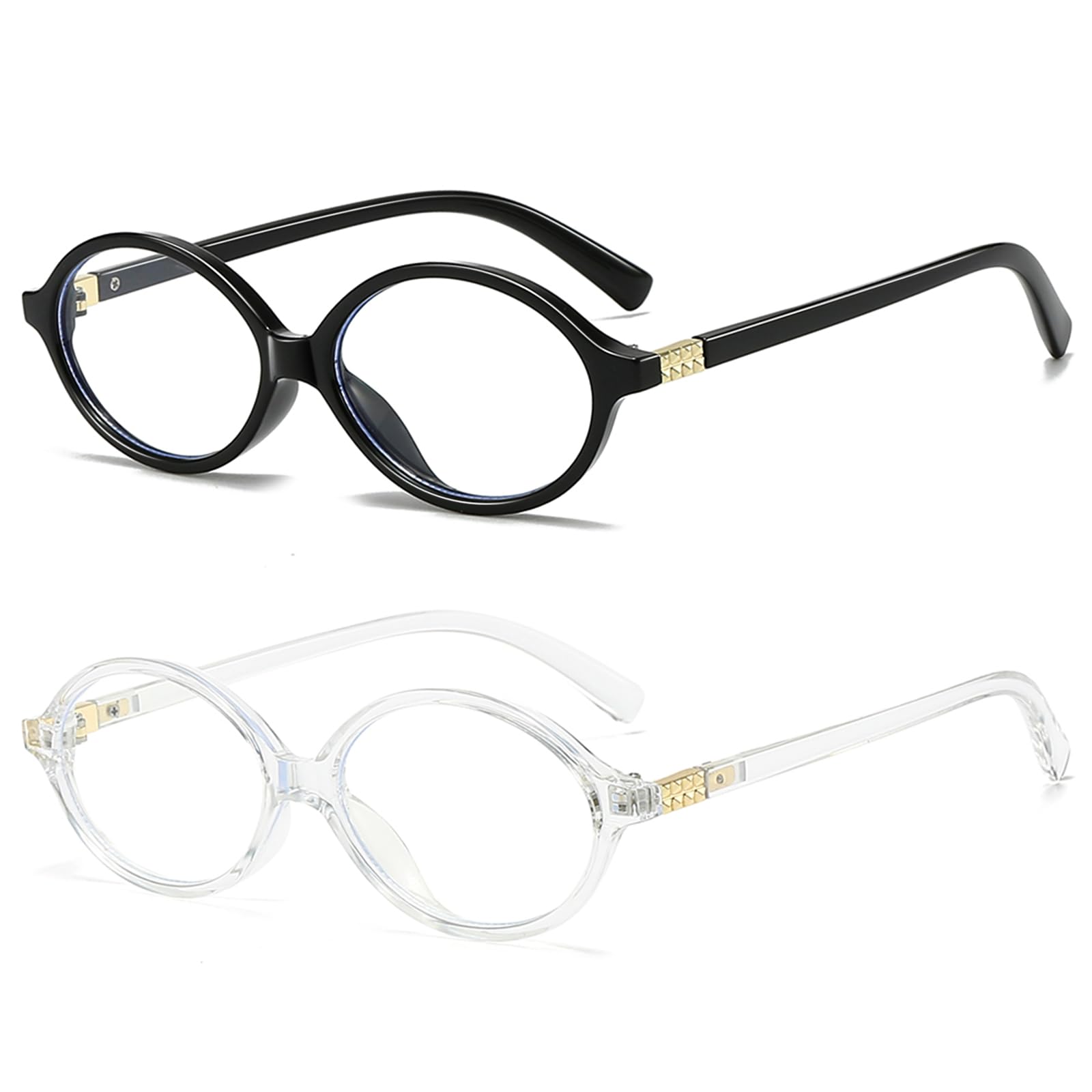 Oval Retro Blue Light Blocking Glasses for Women Men Vintage Fashion 90s Small Face Computer Screen Gaming TV Phones Anti Eyestrain &amp; UV Glare Glasses Non-prescription