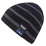 Mydeal Winter Unisex Adult Wireless Bluetooth Beanie Hat Cap Ear Warmers with Headphones Headsets Earphones Speakers Music Audio Hands-Free Call for Outdoor Skiing Snowboard, Black