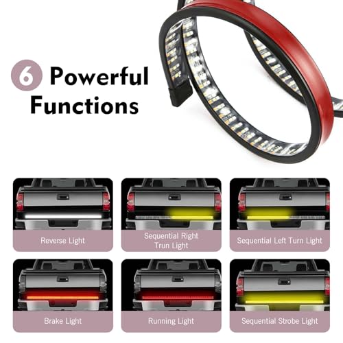 Image of 1 PC Pack-1 Led Tailgate Light Bar, Triple Row 60 inch High Brightness Turn Signal Brake Reverse Light Strip, 12 V Waterproof Cool Streamer Decorative Lights, Universal for Most Cars Trailers RVs