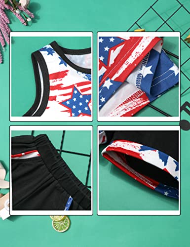 Image of MIGU 4th Of July Boy Outfit Summer Sets,Star Stripe Sleeveless Top+Short Pants 2pcs