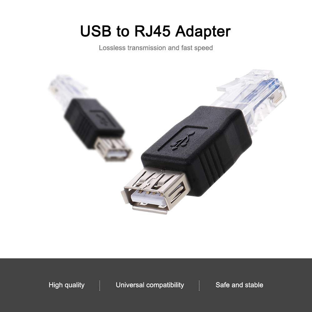 USB Network Adapter, USB2.0 Female to Ethernet RJ45 Male Plug Adapter Connector, Lightweight and Portable, for ADSL Modem or Router with USB Interface, USB to RJ45 Adapter