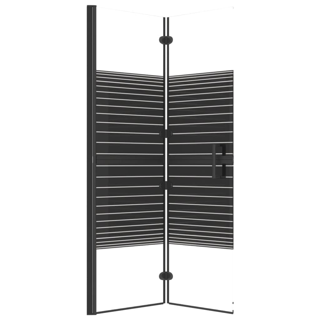 Parete doccia pieghevole, 100 x 140 cm, vetro di sicurezza ESG, con strisce nere, per bagno