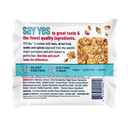 Image of YES Nut Bars - Soft Chewy Healthy Snack Bars | Made with Organic Maple Syrup - Vegan, Paleo, Gluten Free, No Refined Sugar, Dairy Free, Plant Based Protein, Low Sugar