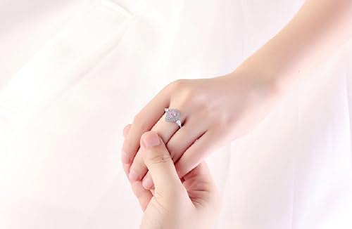 Miniatura 6 de Yuren Anillo de boda de plata 925 con circonita cúbica de gota de agua rosablanca de 3 quilates para mujer, talla 4-9, Piedras preciosas, oro,
