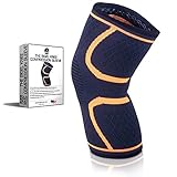 Compression Knee Sleeve Support Brace for Athletics, Sport, Workout, Powerlifting, Squats, Running, Jogging, Walking, Hiking, Joint Pain and Arthritis Relief Recovery | Wear Anywhere | Single Wrap - L