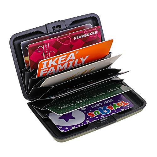 Image of Elfish RFID Blocking Credit Card Protector Aluminum ID Case Hard Shell Business Card Holders Metal Wallet for Men or Women, Army green,