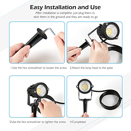 Reegold Outdoor Landscape Lights: 10W 1000Lm Led Spotlights For Yard Garden Flag Tree | 120V Warm White 2700K Landscape Lighting With 4.9 Ft Electric Cord & Us 3-Plug | Ip65 Waterproof | 4 Pack #TOP3