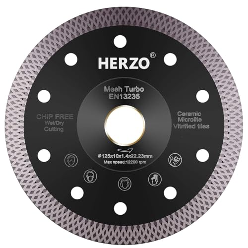 HERZO Diamanttrennscheiben 125mm x 22,23 mm von Feinsteinzeug,Fliesenscheibe Trocken/Nass Diamantscheibe 125mm Fliesen, Feinsteinzeug, harter Keramik HERZO Diamanttrennscheiben 125mm x 22,23 mm von Feinsteinzeug,Fliesenscheibe Trocken/Nass Diamantscheibe 125mm Fliesen, Feinsteinzeug, harter Keramik