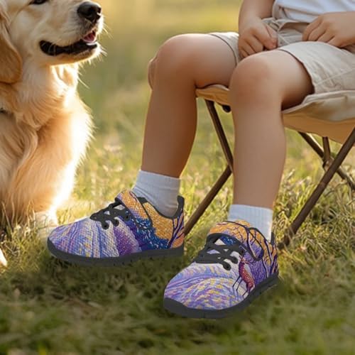 Christmas Kids Running Shoes Boys Girls Lightweight Breathable Sports Shoes Non-Slip Sneakers Hook-and-Loop Strap Shoes for Little Kid SizeUS11-154