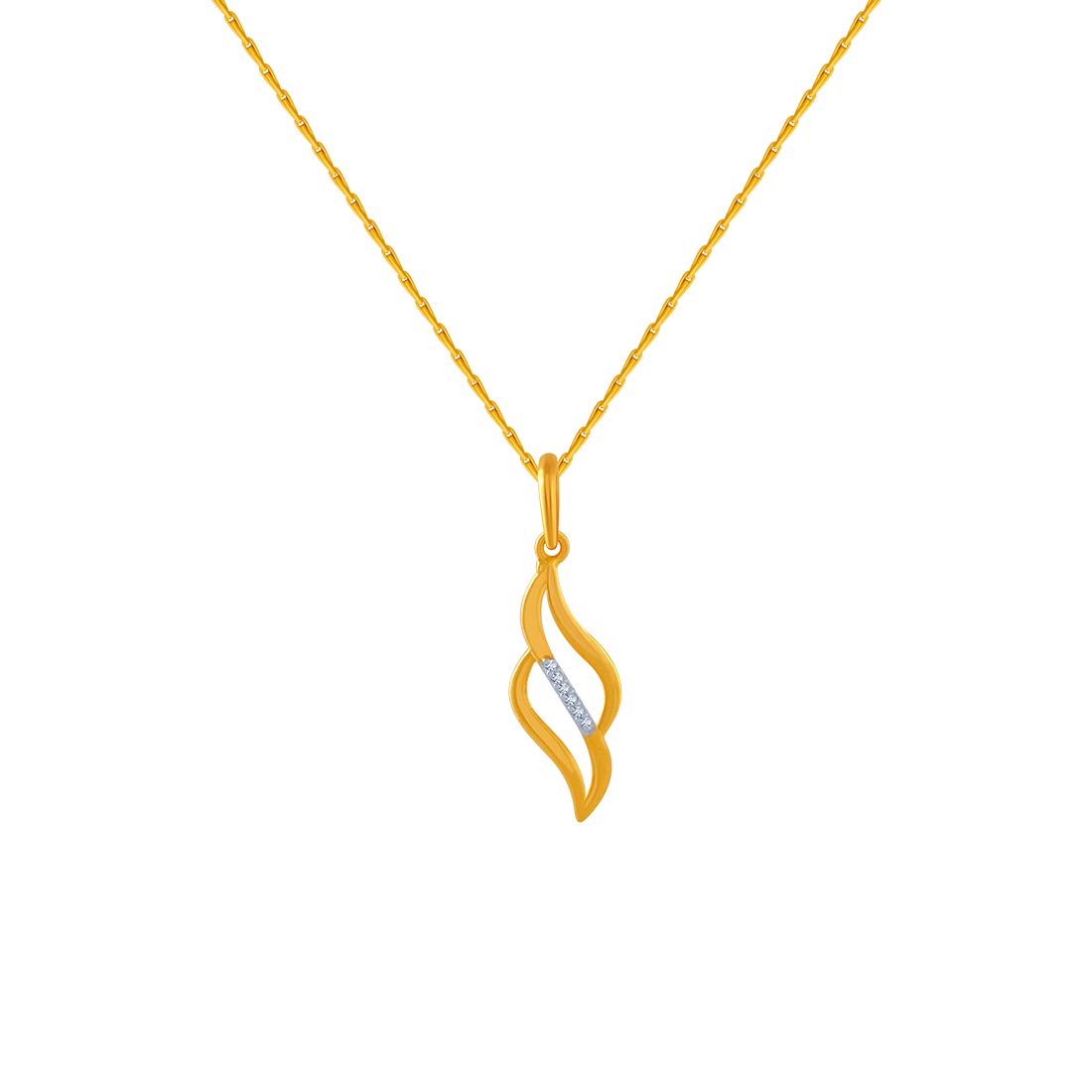 14k (585) Yellow Gold and American Diamond Pendant for Women