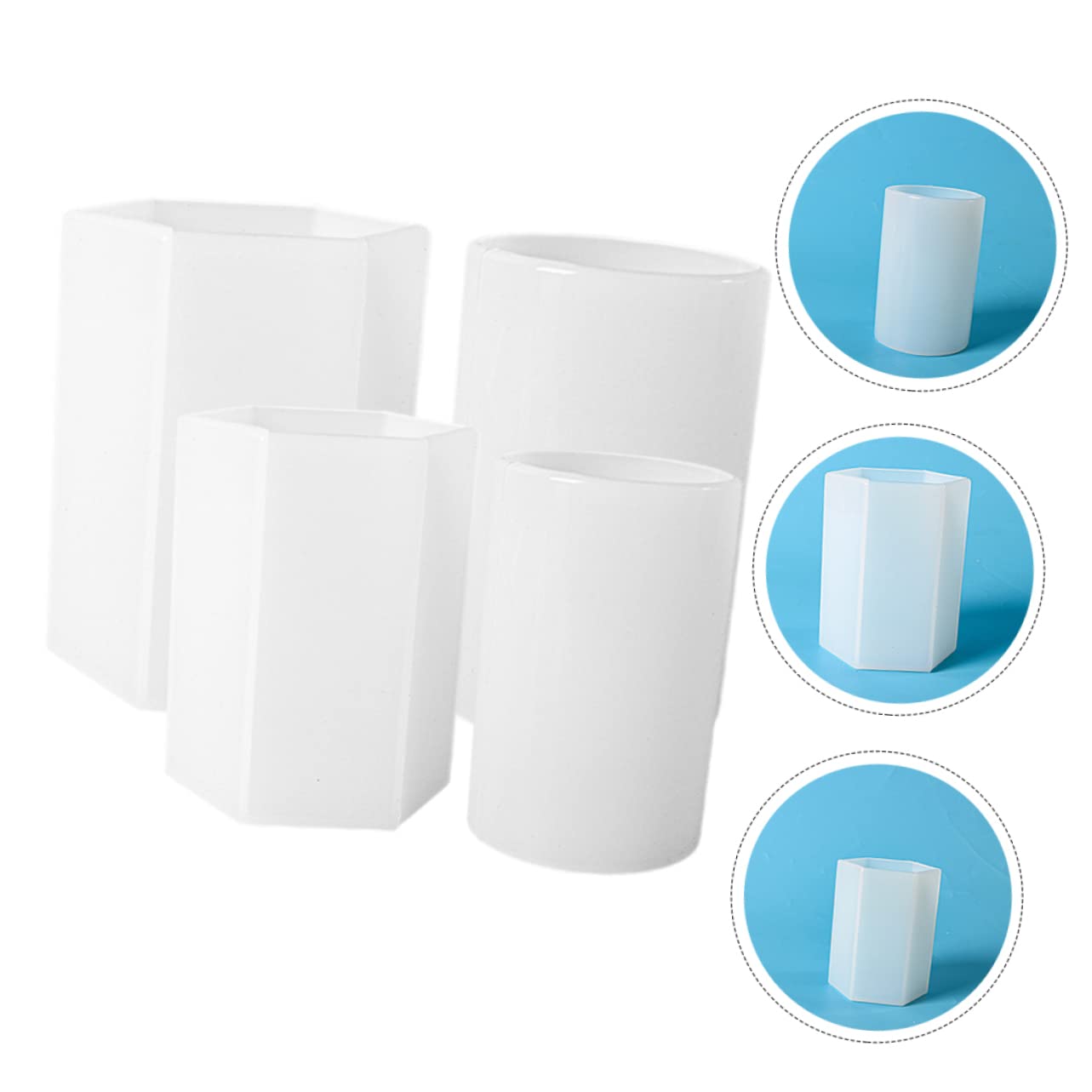 Stampo in Silicone per Candele Esagonale, 4 Pezzi, Bianco | Modello Cilindrico Creativo, Flessibile e Facile da Sformare, per Decorazioni Profumate e Sapone