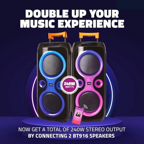 Image of Artis BT916 120W Wireless Bluetooth Party Speaker with EQ Mode /FM /USB /Aux in /Guitar in /TF Card & Wireless Mic.