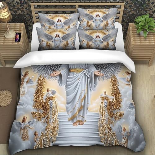 Housse de couette Jésus 3D 135x200 microfbre douce pour adolescent - 5