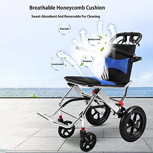 Foldable Wheelchairs, Travel Wheelchairs, Aluminum Alloy Lightweight Portable Transportation Wheelchair Trolleys For Elderly Aircraft Travel (Size : 21.3"X31.9"X39" Inches) #TOP5
