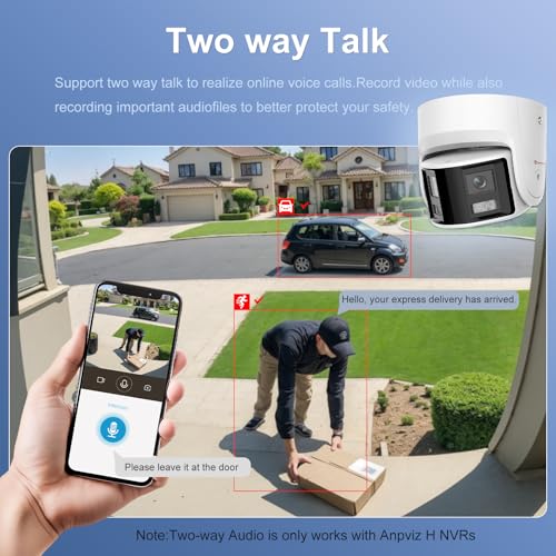 Anpviz 6MP PoE Dual Lens Security Camera Outdoor, Panoramic 180° Wide Angle IP Dome Wired Camera with Human/Vehicle Detection, Two-Way Talk, Built-in Micro SD Card Slot, Full Metal(H Series)