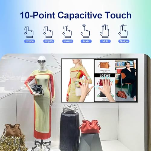 Image of 43inch Touchscreen Digital Display, 700nit High Brightness Digital Signage, CMS /U-Disk Plug&Play, Slim Fit Frameless LCD Monitor, Smart Split Screen, 24 /7 Timer Switch, Built-in Speaker