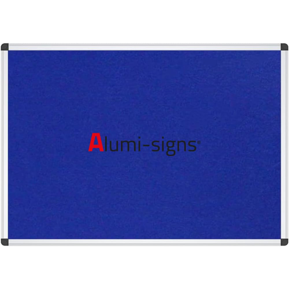 Alumi-Signs Wall-Mounted Blue Felt Notice Board with Aluminium Frame (90cm X 120cm)