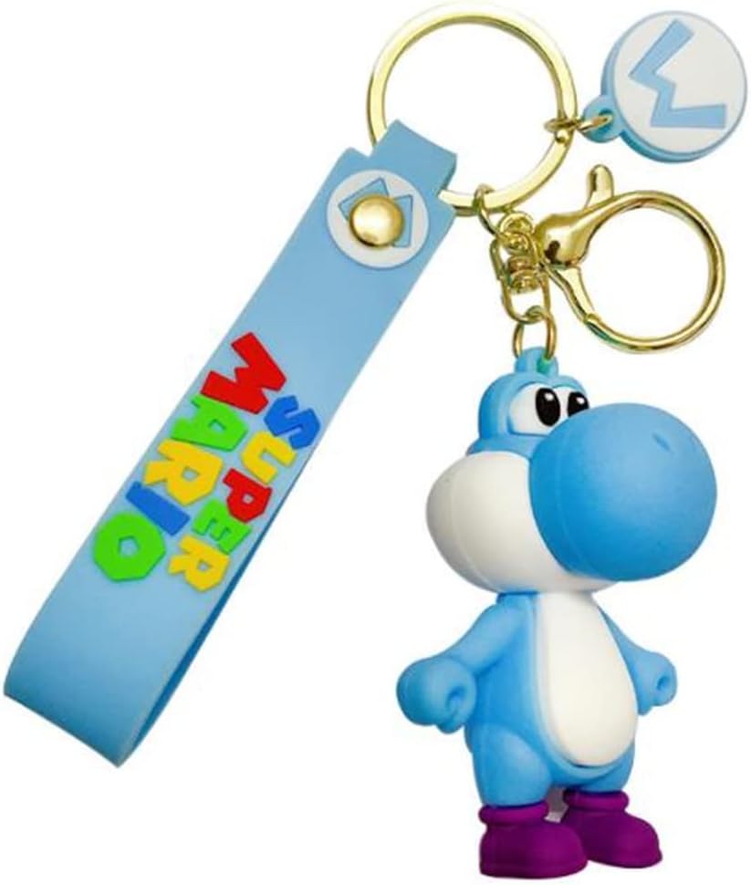 ErgugosCute Keychain Cartoon Dinosaur Keychain Animal Keychain for Women Charm Car Bag Keyring Cute Metal Dinosaur Keychain Keyring Keyfob for School Bags Backpack, Blue