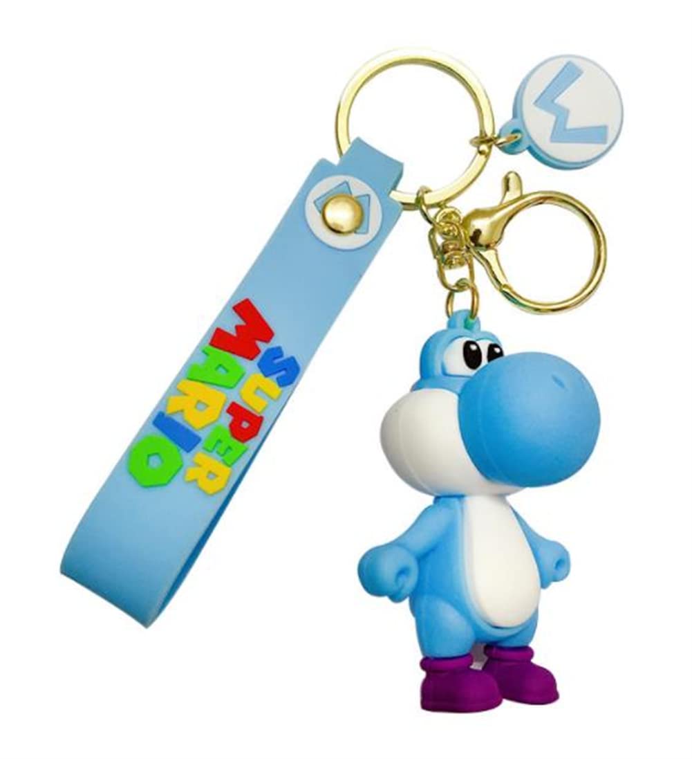 ErgugosCute Keychain Cartoon Dinosaur Keychain Animal Keychain for Women Charm Car Bag Keyring Cute Metal Dinosaur Keychain Keyring Keyfob for School Bags Backpack, Blue