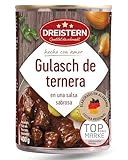 DREISTERN Goulash de res 400 g I Con salsa picante I Guiso sabroso en lata reciclable I Larga duración gracias a la conservación natural I Calidad casera