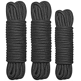 EROKAY All-Purpose Soft Cotton Rope, Pack of 2 x 33 Feet &1x 16 Feet, 1/3-Inch Diameter (Pack of 3) (Black)