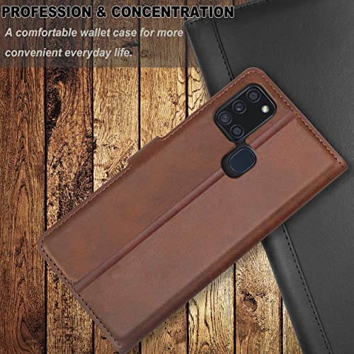 D Dessvon Galaxy A21S Wallet Case For Women Brown, Samsung A21S Leather Flip Case With Card Slots Kickstand Magnetic Closure Ultra Slim Shockproof Protective Phone Case Cover For Samsung Galaxy A21S #TOP6