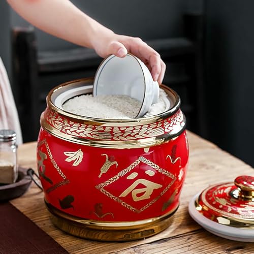 Grande Serbatoio ermetico in Ceramica per Riso, tè e Snack - Dispenser Alimentare sigillato con Coperchio, Ideale per Cereali, Caramelle e Chicchi di caffè - Soluzione per riporre la Cucina