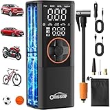 Oasser Elektrische Luftpumpe duale Anzeige 6000mAh 150 PSI Wiederaufladbar Akku kompressor mit 3M 12V Zigarettenanzünder für Auto Motorrad Fahrrad Ball Reise Camping