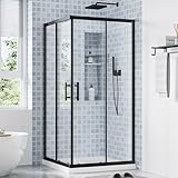 Aonlee 36' D X 36' W X 72' H Corner Shower Enclosure, 1/4 Inch Tempered Glass Sliding Shower Door, Adjustable Walk-in Opening, Aluminum Frame, 19 1/8 Inch Entry for Bathroom, Matte Black