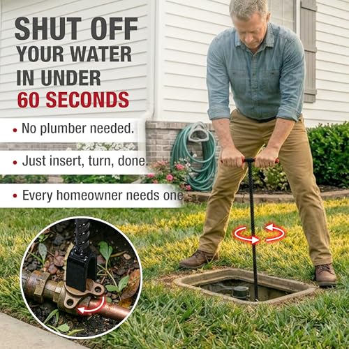 Image of HOMESTEAD 28 inch Water Meter Key - Steel T Handle, Water Key Shut Off Tool with U-shaped Head