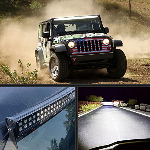 Image of Nilight ZH120 50Inch 50 Inch 288W Curved Spot Flood Combo Bar LED Off Road Driving Light and 1PC 14AWG 12V 5Pin Rocker Switch Wiring Harness Kit-1 Lead, 2 Years Warranty, White