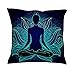 Flowerhome Funda de cojín decorativa de lino con diseño de Buda indio, para sofá, dormitorio, oficina, coche, azul, 45 x 45 cm