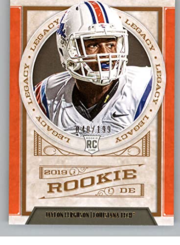 2019 Panini Legacy Orange #173 Jaylon Ferguson SER/199 Louisiana Tech Bulldogs Rookie Official NFL Football Trading Card in Raw (NM or Better) Condition