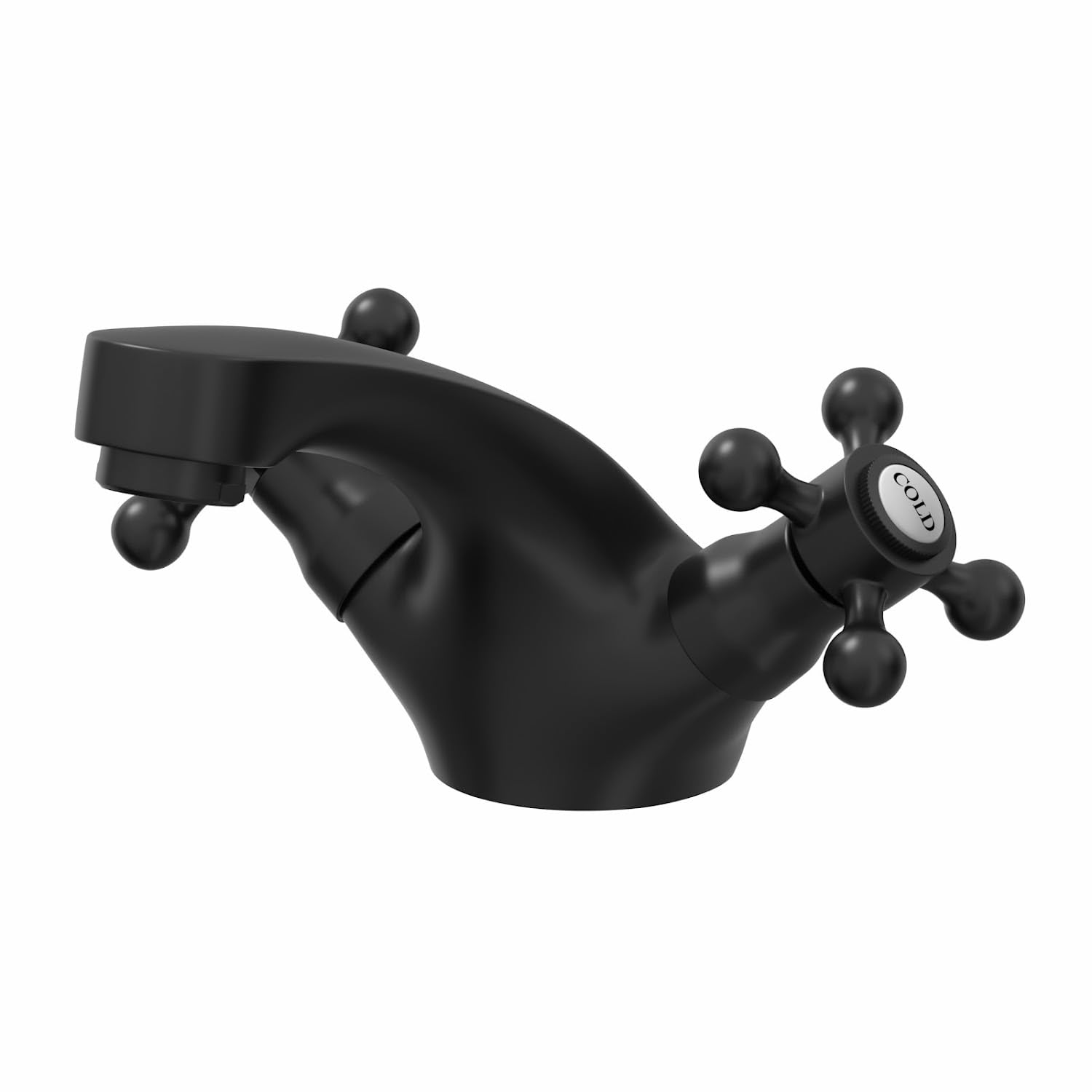 Park Lane Black Park Lane® Oxford Bathroom Basin Sink Mixer Tap Traditional Mono Round Twin Crosshead Handle Faucet For Sinks,