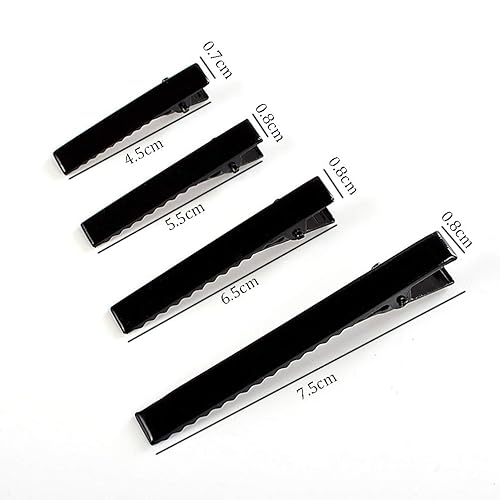 Miniatura 2 de 50 pinzas para el pelo de cocodrilo negro, de una sola punta, parte superior plana de metal, pinza de pico de pato, accesorios para el cabello,