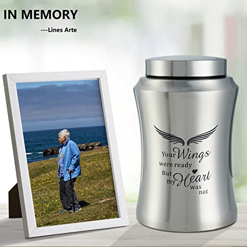 Image of Large Cremation Urns for Ashes Adult Male Female Dad Mom | Silver Large Angel Wings Funeral Cremation Urns for Human Ashes Adult - Woman Men,Decorative Memorial Funeral Burial Urn