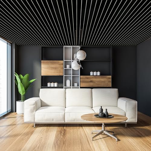 3D Holzoptik Wandpaneele, Selbstklebende 3D Holzpaneel Rillen Paneele,10 Stück 40x40cm PVC Wandverkleidung, Wasserfest & Hitzebeständig Paneele Aufkleber für Wand Decken Küchenrückwand (Reine Schwarz)